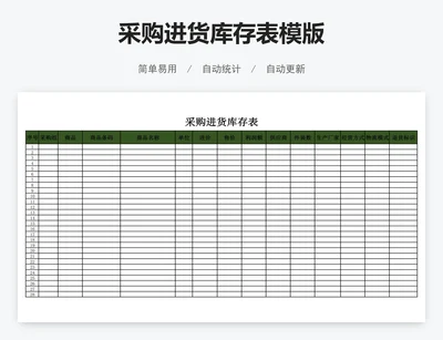 采购进货库存表模版