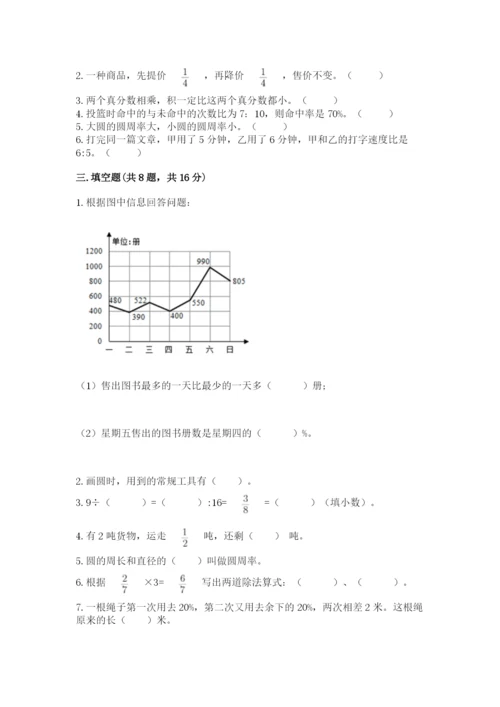 小学数学六年级上册期末模拟卷附参考答案（突破训练）.docx