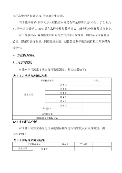 新项目方法能力验证报告水质溶解氧的测定电化学探头法