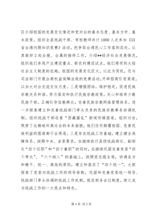 县委统战部创建县级“最佳文明单位”自查报告.docx