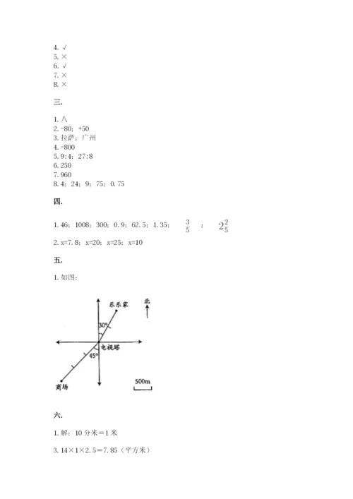 小学六年级数学摸底考试题带答案（完整版）.docx