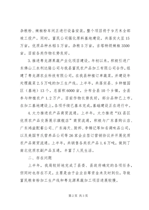 粮食局XX年上半年工作总结及下半年工作计划.docx