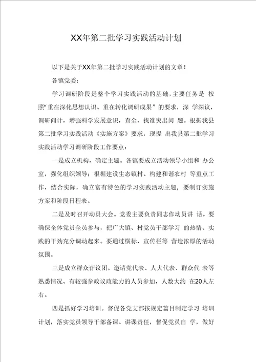 第二批学习实践活动计划