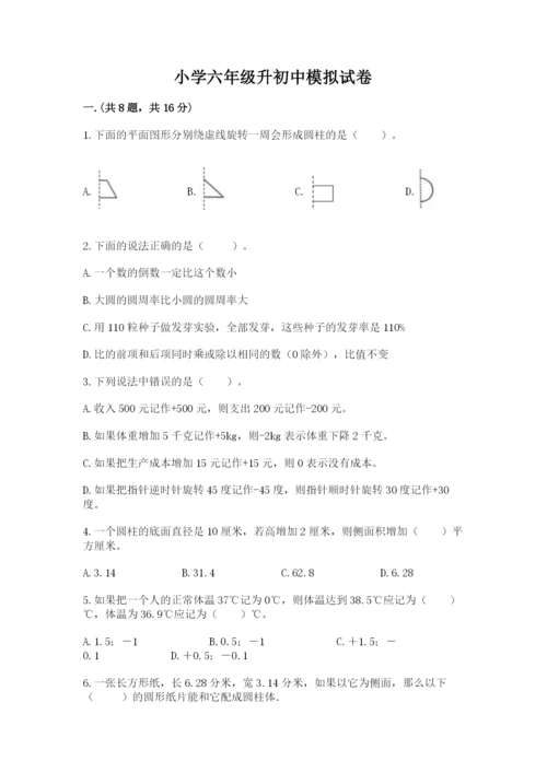 小学六年级升初中模拟试卷精品（考试直接用）.docx