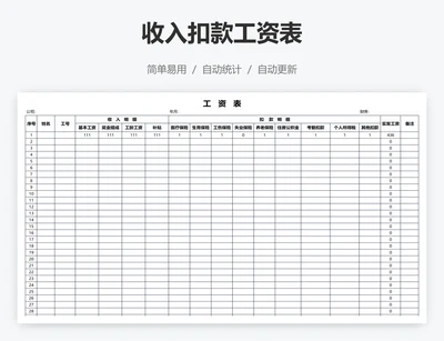 收入扣款工资表
