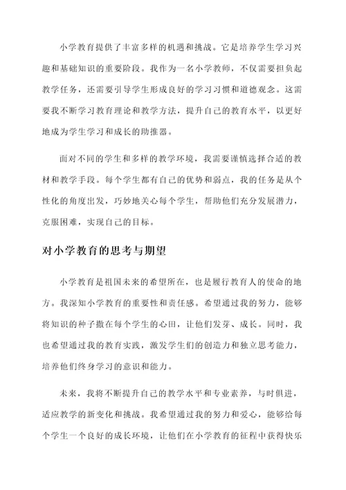 我与小学教育的选择与感想