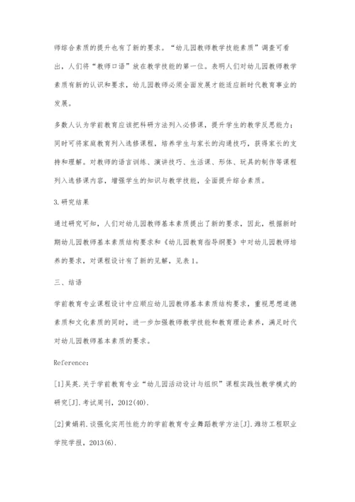探究幼儿园教师基本素质的培养与学前教育专业课程的设计关系.docx