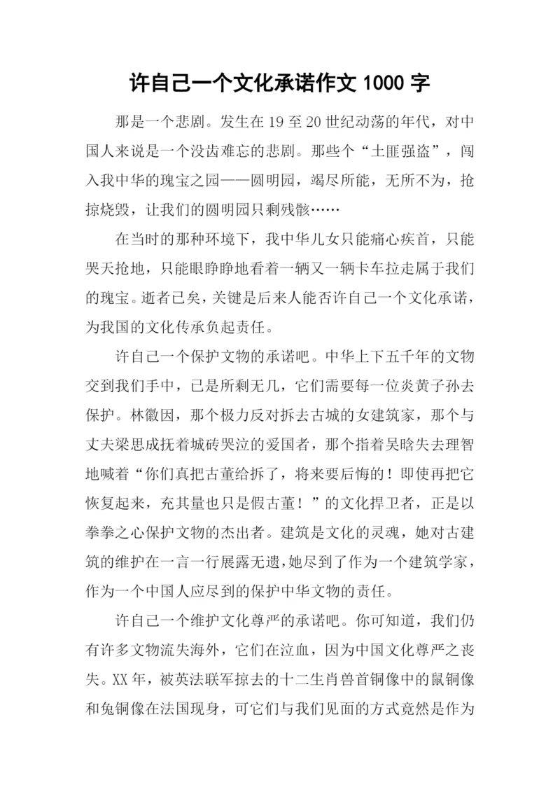 许自己一个文化承诺作文1000字.docx