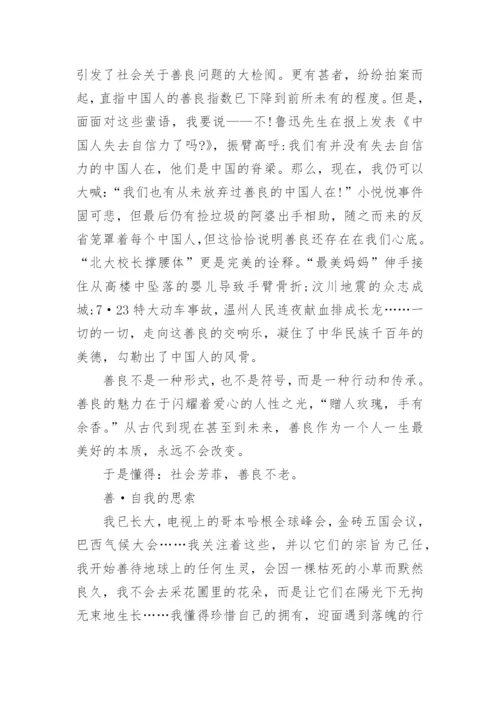 高二关于善良的议论文范文8篇精编.docx