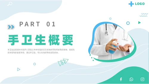 商务简约实图医疗医生护士手卫生依从性护理培训教学模板