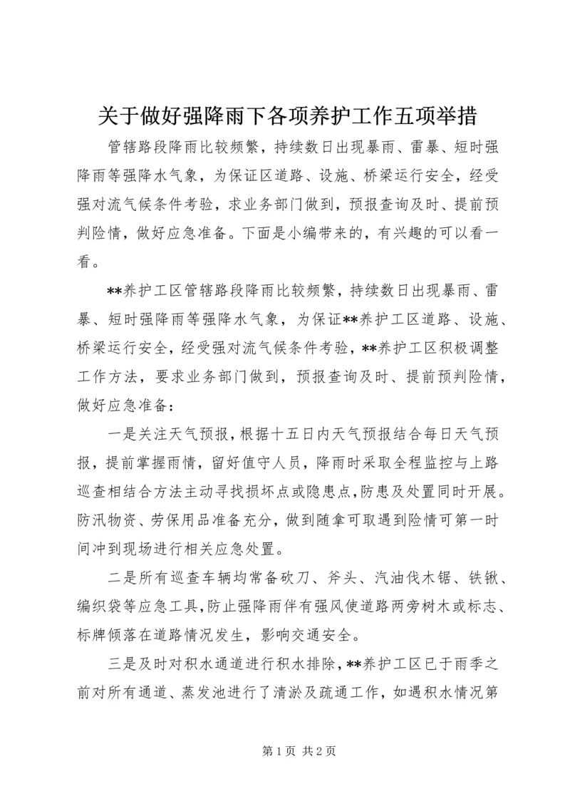 关于做好强降雨下各项养护工作五项举措.docx