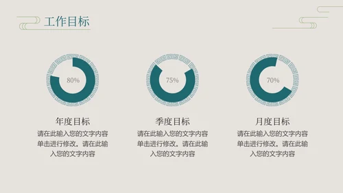 深青色中国风花鸟年终工作总结年终总结
