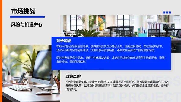 蓝色扁平风创业项目市场分析报告PPT模板