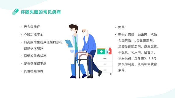 蓝色插画医护PPT模板健康宣讲