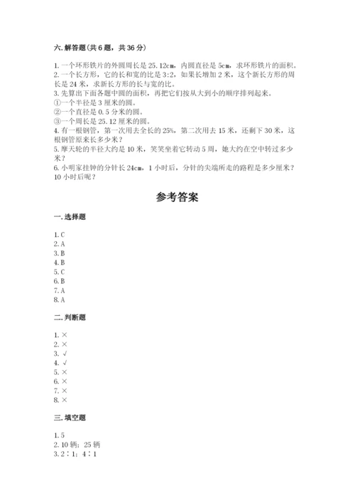 人教版六年级上册数学期末测试卷含答案（综合题）.docx