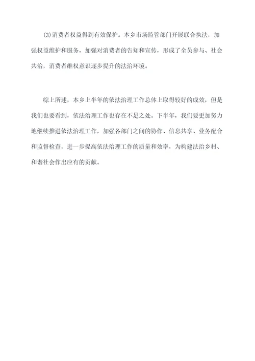 乡上半年依法治理工作总结