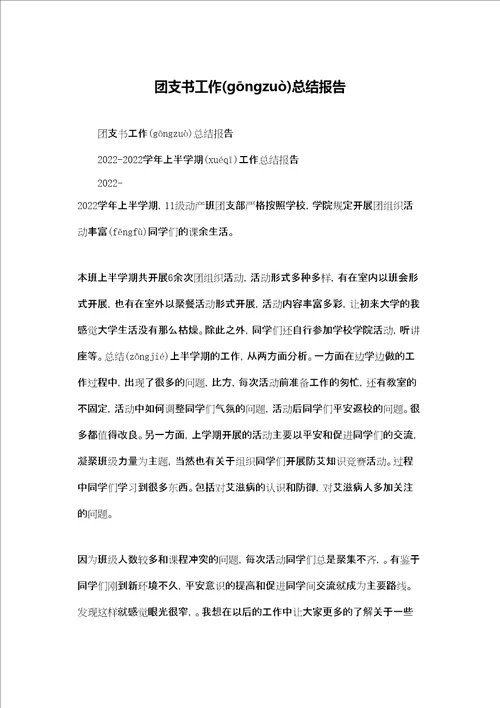 团支书工作总结报告