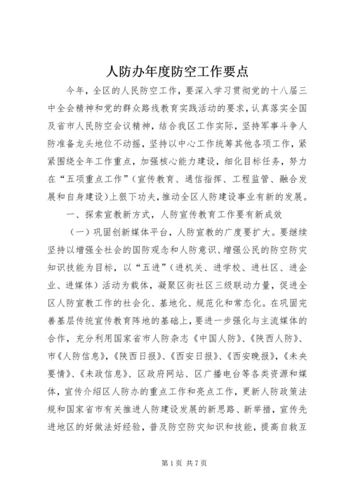 人防办年度防空工作要点.docx