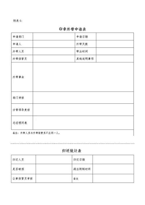 印章使用管理制度附带表格模板