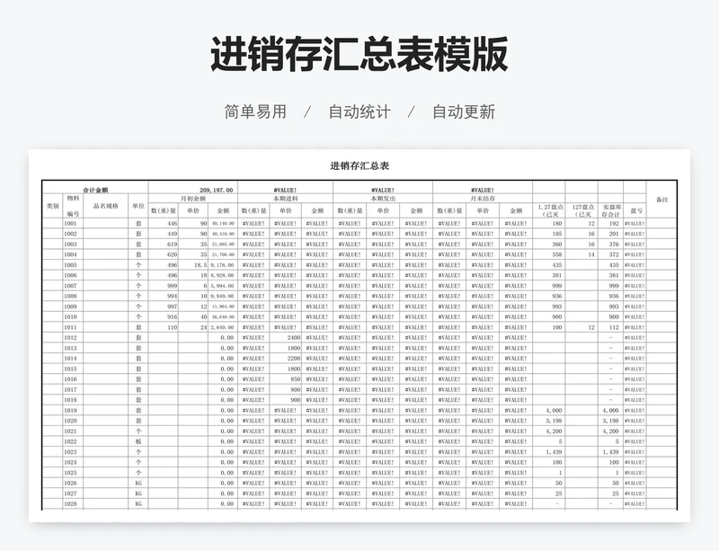 进销存汇总表模版