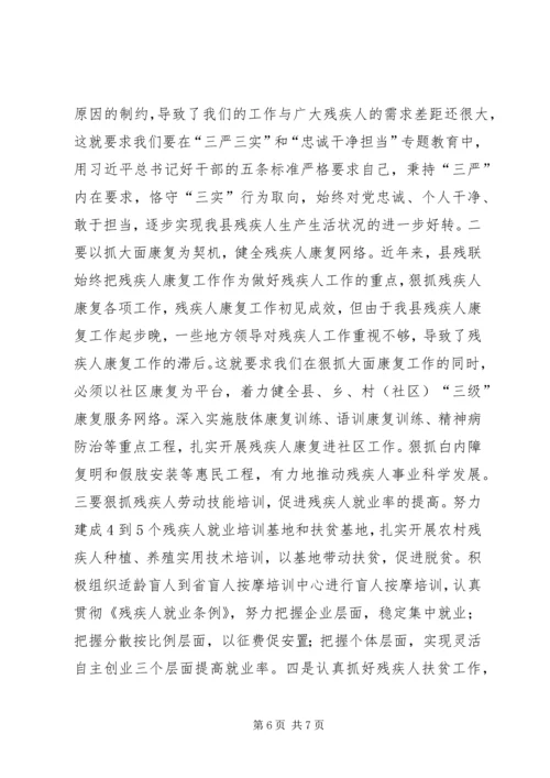 残疾人事业践行三严三实调研报告.docx