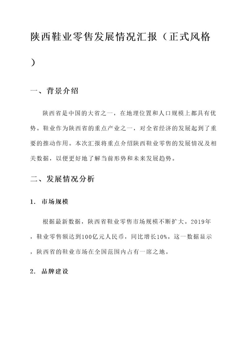 陕西鞋业零售发展情况汇报