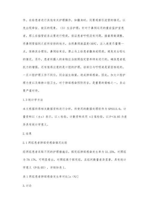 护理干预对ICU脑出血患者预防肺部感染的效果观察郭佳雯.docx