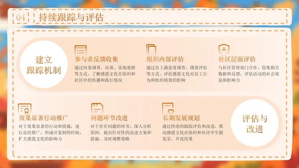 橙色插画风感恩节活动总结PPT模板