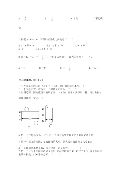 小学六年级数学期末自测题精品【易错题】.docx