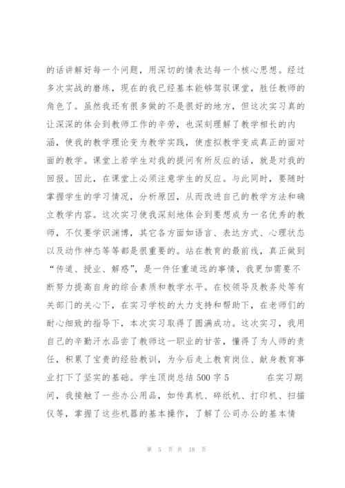 学生顶岗总结500字9篇.docx