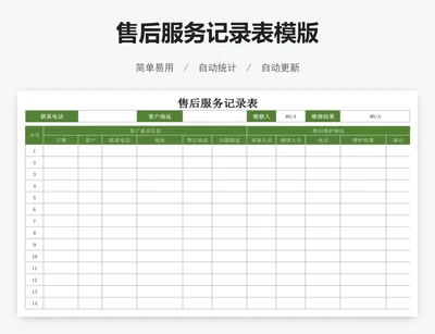 售后服务记录表模版