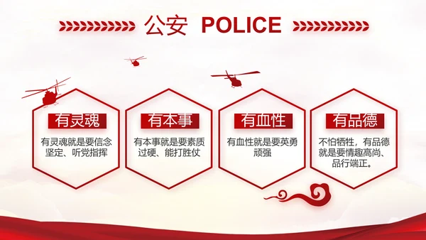 红色大气最美警察评选活动动态PPT模板