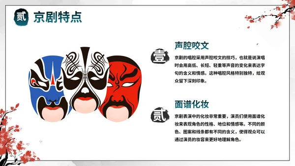 蓝色国风水墨花旦京剧传统文化主题教育PPT模板