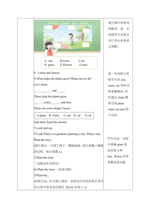 【单元整体教学设计】Unit 4 Plants around us PB Let's learn 教