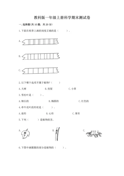 教科版一年级上册科学期末测试卷附完整答案（全优）.docx