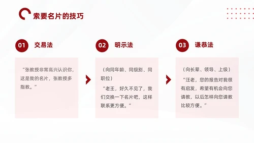 红色简约商务名片礼仪培训PPT文明礼仪