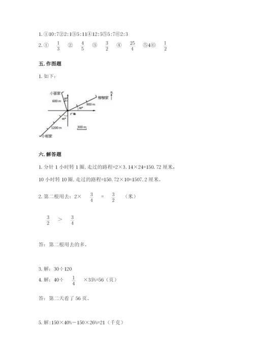 2022人教版六年级上册数学期末测试卷（重点）.docx