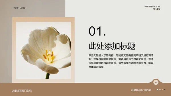 褐色极简风格品牌通用PPT演示模板