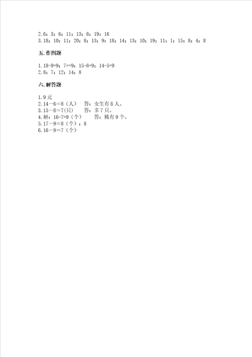 小学一年级数学20以内的退位减法同步练习题含答案b卷