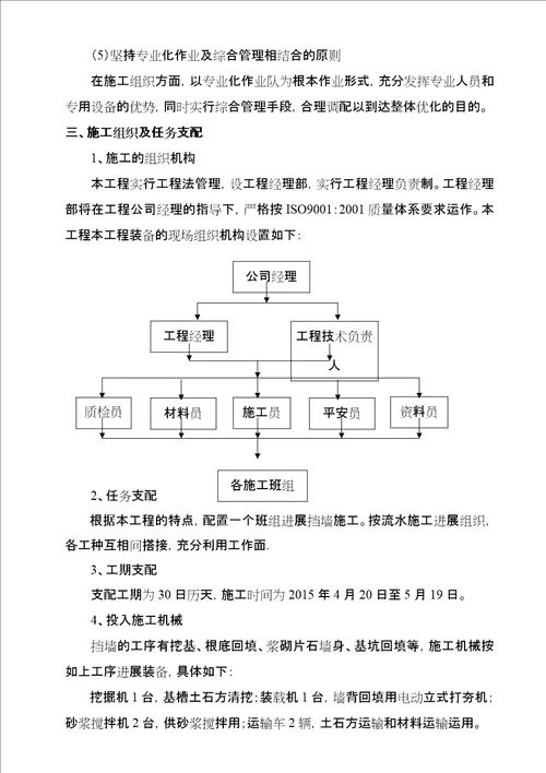 挡土墙施工组织设计