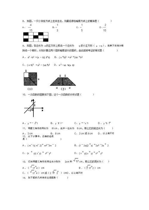 最新版历年中考数学试题易错题知识点考察题汇总