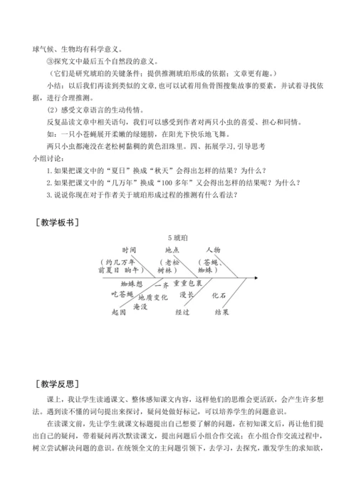 统编版四下5 琥珀（教案含反思）