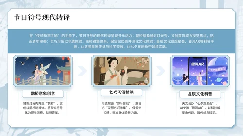 蓝色中国风古韵今风浪漫传承七夕文化知识讲座PPT模板