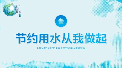 3月23日世界水日节约用水主题班会PPT课件