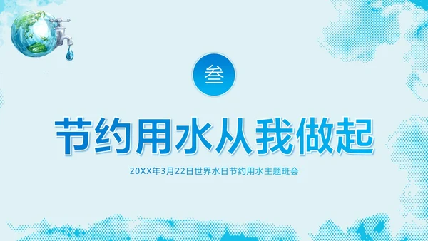 3月23日世界水日节约用水主题班会PPT课件