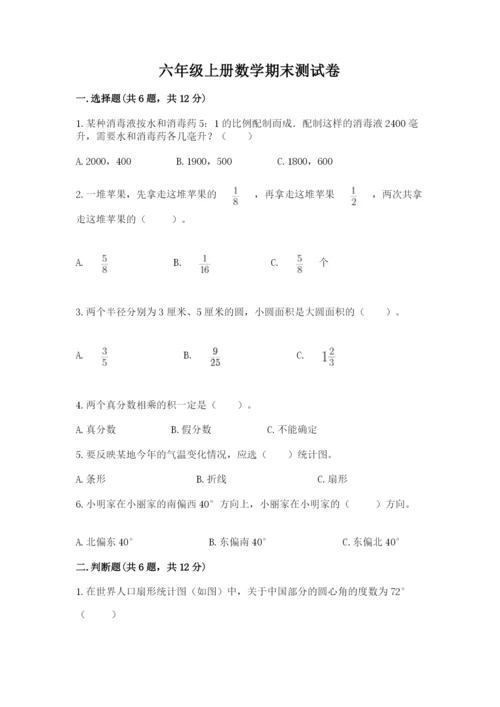 六年级上册数学期末测试卷附完整答案【各地真题】.docx