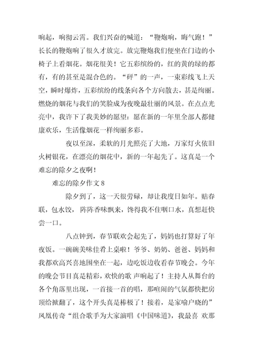 2023年难忘的除夕作文