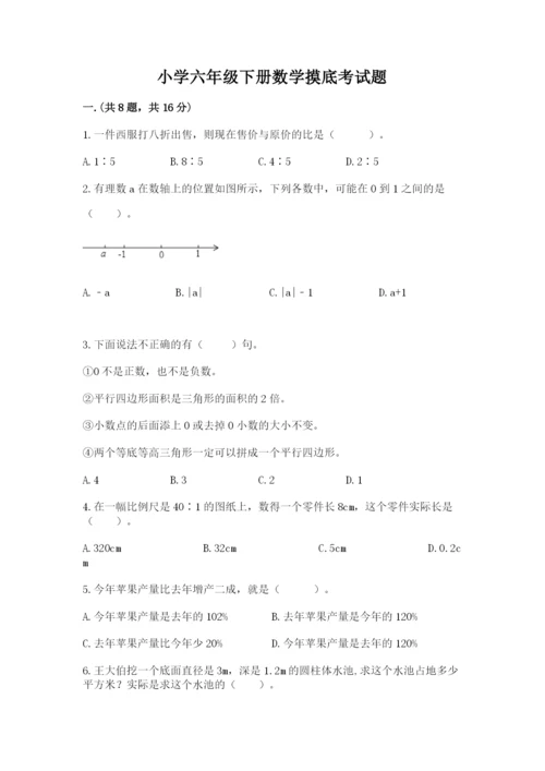 小学六年级下册数学摸底考试题【基础题】.docx