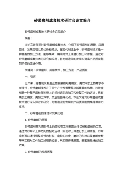砂带磨削成套技术研讨会论文简介.docx