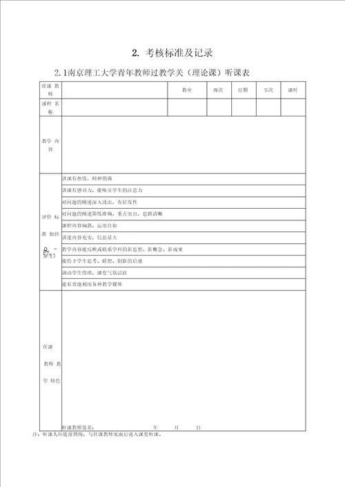 南京理工大学青年教师过教学关考核记录